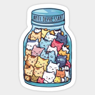 Anti depressant cats Sticker